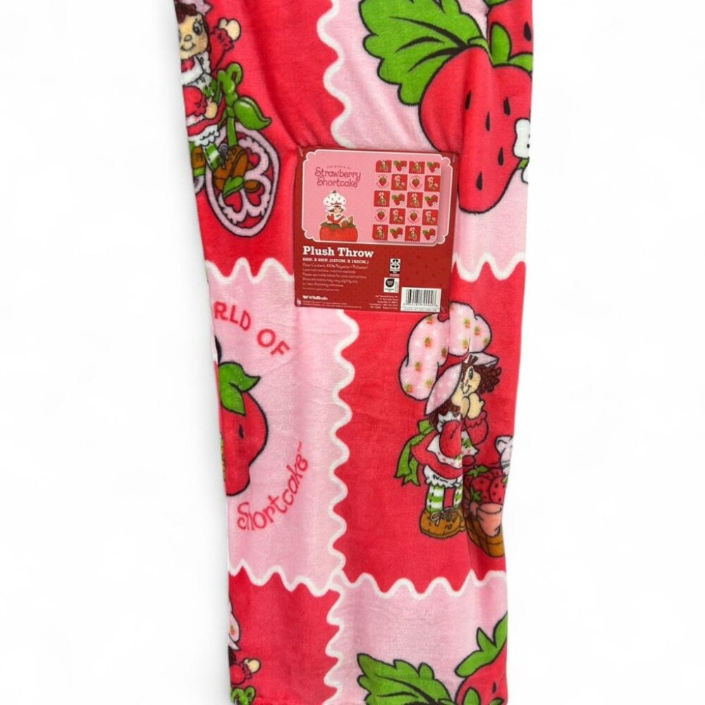 Strawberry Shortcake Plush Checkered Throw Blanket 50x60 | Soft Polyester Throw
